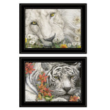 Set Of Two Tiger Lily Dandy Lion 2 Black Framed Print Wall Art - Homeroots