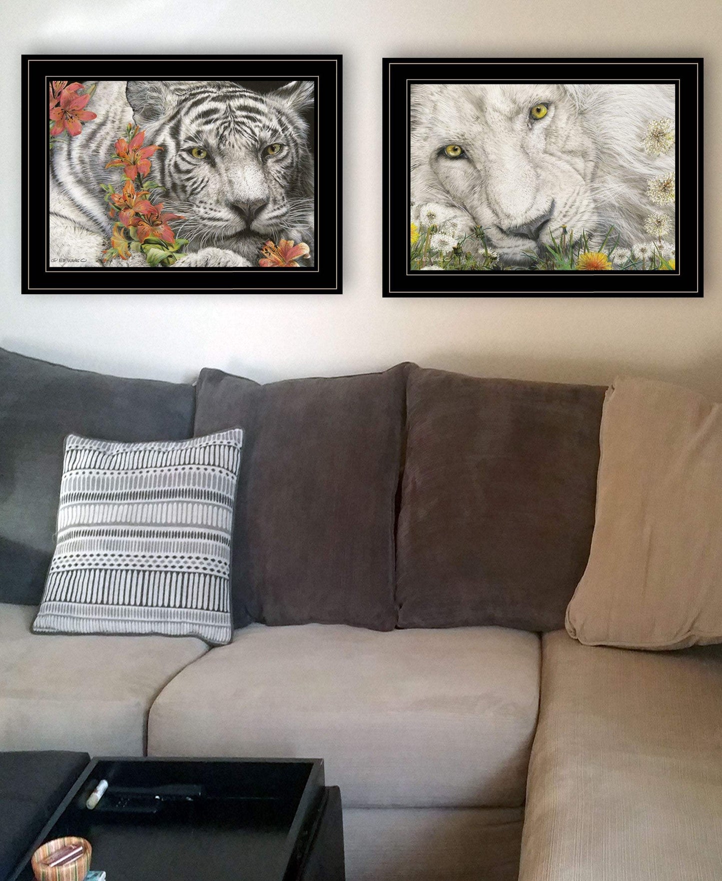 Set Of Two Tiger Lily Dandy Lion 2 Black Framed Print Wall Art - Homeroots - Flyclothing LLC