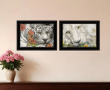 Set Of Two Tiger Lily Dandy Lion 2 Black Framed Print Wall Art - Homeroots