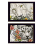 Set Of Two Tiger Lily Dandy Lion 3 Black Framed Print Wall Art - Homeroots