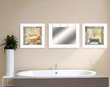 Set Of Three Bit of Bubbly White Framed Bathroom Wall Art With Mirror And Hooks - Homeroots