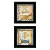 Set Of Two A Bit of Bubbly 2 Black Framed Print Bathroom Wall Art - Homeroots