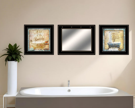 Set Of Three A Bit of Bubbly 2 Black Framed Print Bathroom Wall Art