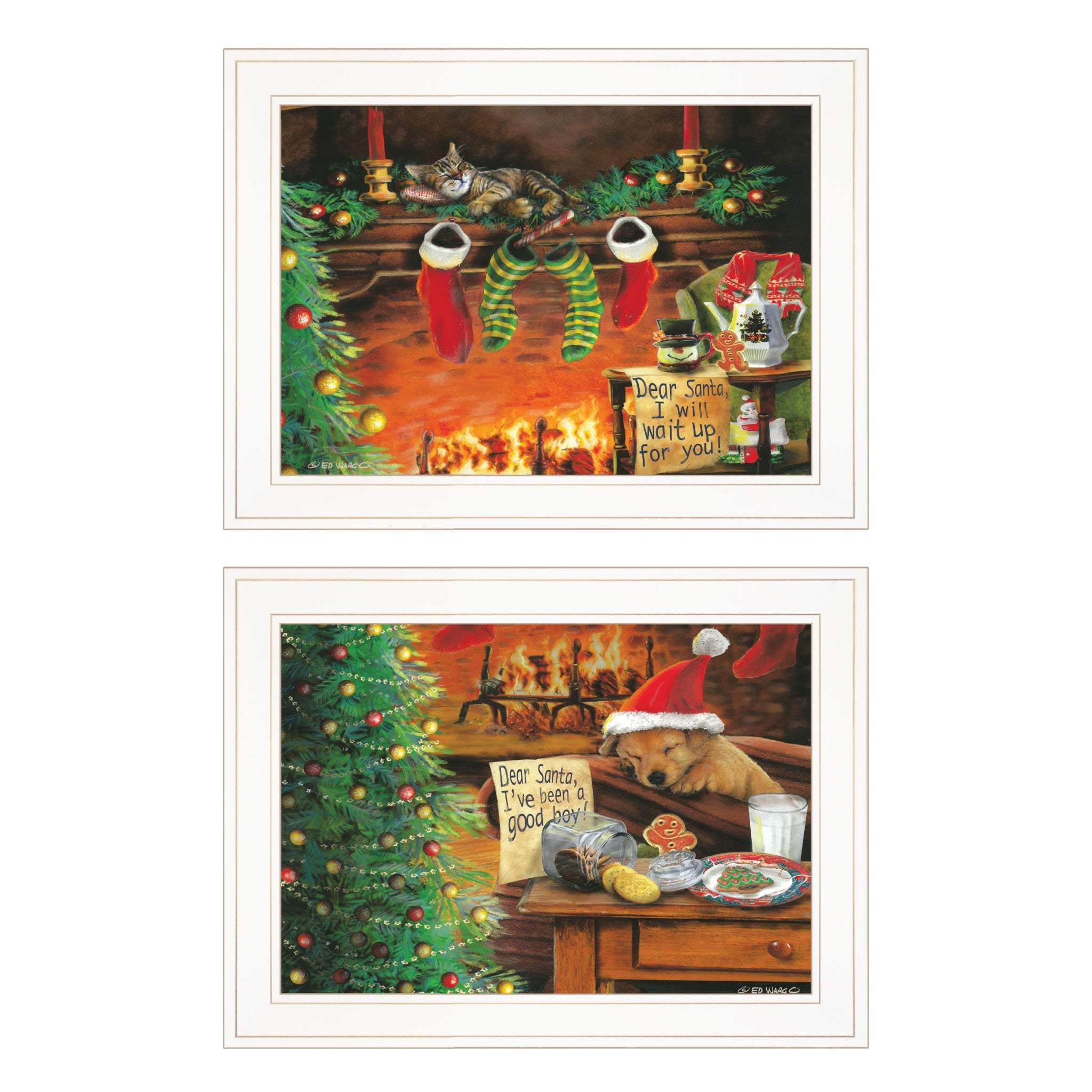 Set Of Two Ive Been A Good Boy 1 White Framed Print Wall Art - Homeroots - Flyclothing LLC