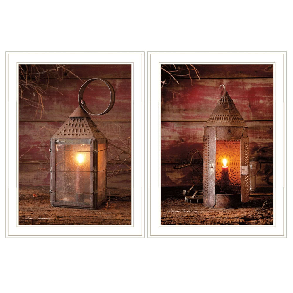 Set Of Two Innkeepers Lantern 1 White Framed Print Wall Art - Homeroots - Flyclothing LLC