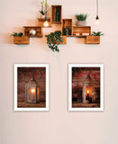 Set Of Two Innkeepers Lantern 1 White Framed Print Wall Art - Homeroots - Flyclothing LLC
