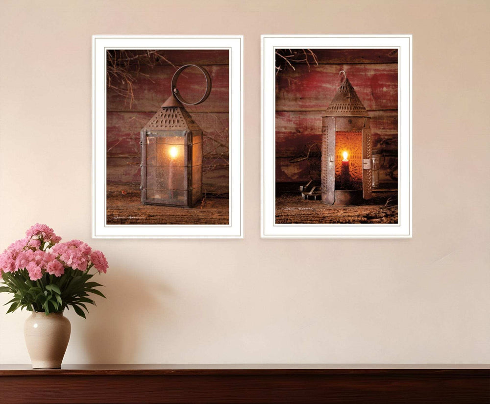 Set Of Two Innkeepers Lantern 1 White Framed Print Wall Art - Homeroots - Flyclothing LLC