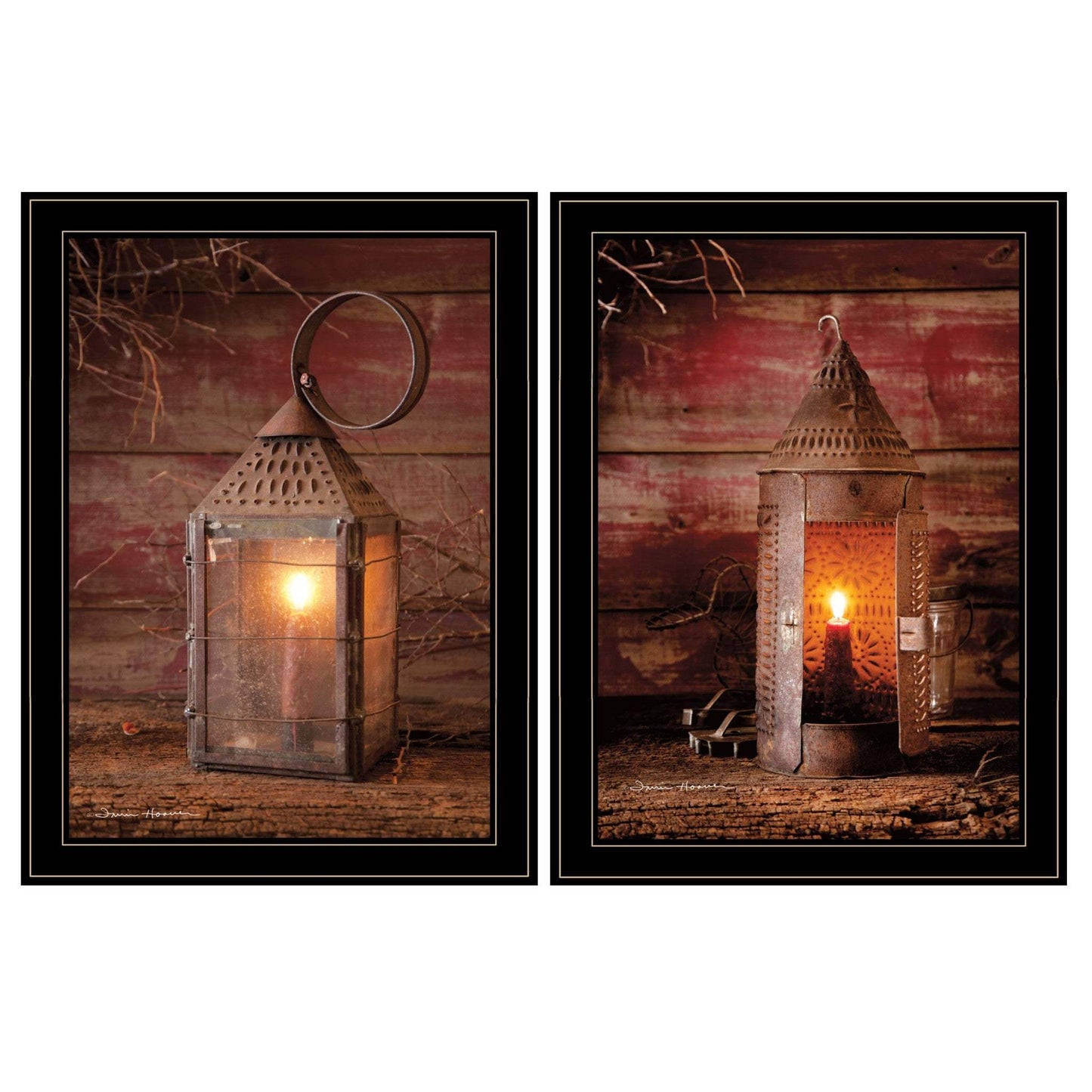 Set Of Two Innkeepers Lantern 2 Black Framed Print Wall Art - Homeroots - Flyclothing LLC