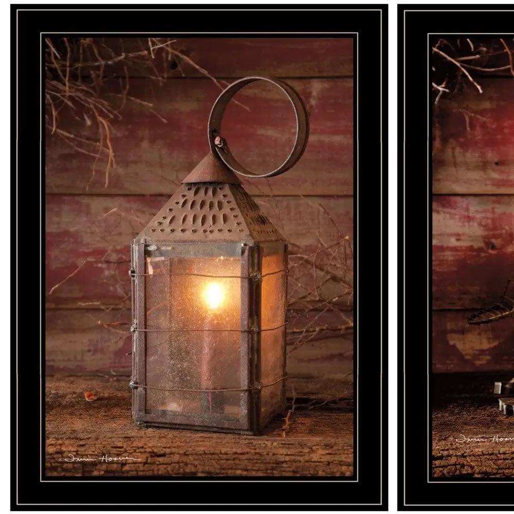 Set Of Two Innkeepers Lantern 2 Black Framed Print Wall Art - Homeroots - Flyclothing LLC