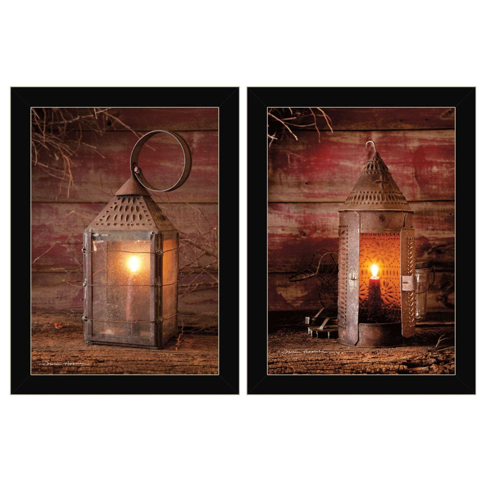 Set Of Two Innkeepers Lantern 3 Black Framed Print Wall Art - Homeroots - Flyclothing LLC