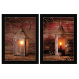 Set Of Two Innkeepers Lantern 3 Black Framed Print Wall Art - Homeroots
