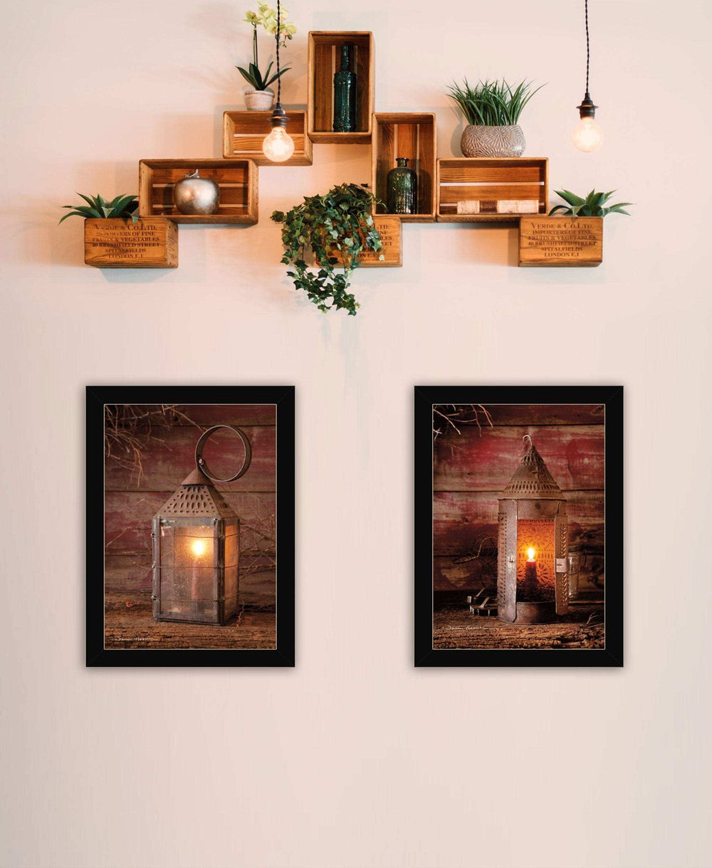 Set Of Two Innkeepers Lantern 3 Black Framed Print Wall Art - Homeroots - Flyclothing LLC