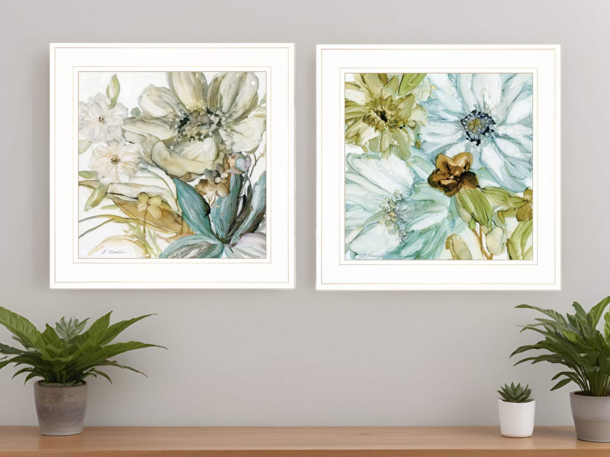 Set Of Two Sea Glass 1 White Framed Print Wall Art - Homeroots - Flyclothing LLC