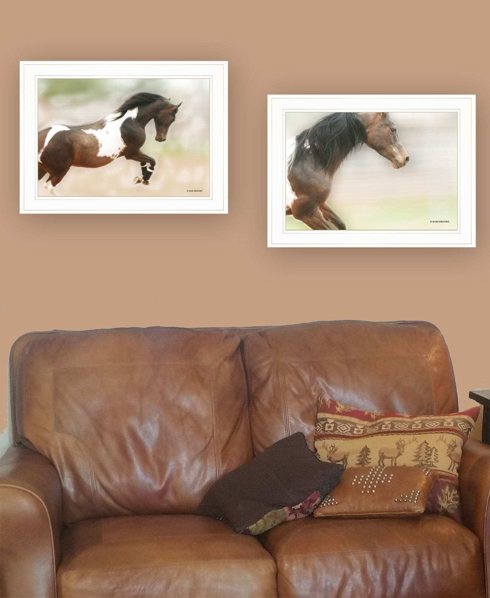 Set Of Two Wild Horses White Framed Print Wall Art - Homeroots - Flyclothing LLC
