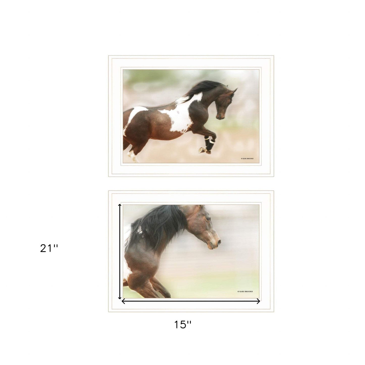 Set Of Two Wild Horses White Framed Print Wall Art - Homeroots - Flyclothing LLC