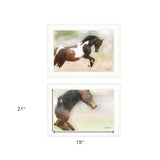 Set Of Two Wild Horses White Framed Print Wall Art - Homeroots - Flyclothing LLC