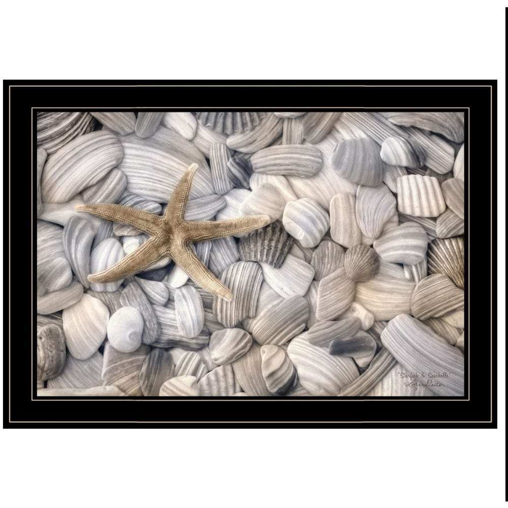 Set Of Two Cape Hatteras Lighthouse and Sea Shells 4 Black Framed Print Wall Art - Homeroots - Flyclothing LLC