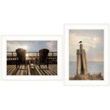 Set Of Two By The Sea White Framed Print Wall Art - Homeroots - Flyclothing LLC