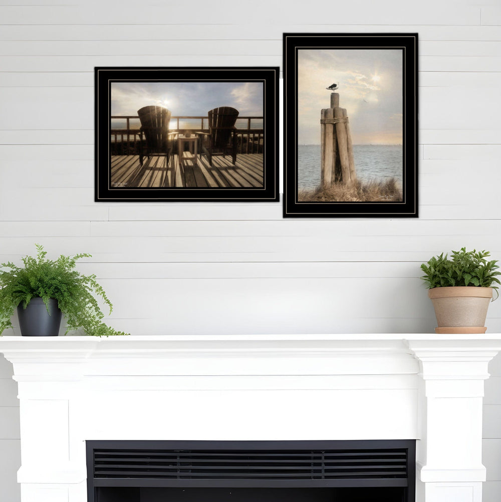 Set Of Two By The Sea 2 Black Framed Print Wall Art - Homeroots