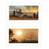 Set Of Two Farm Country Sunrise White Framed Print Wall Art - Homeroots
