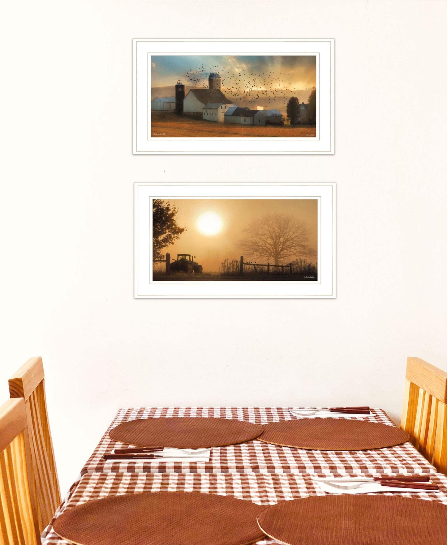 Set Of Two Farm Country Sunrise White Framed Print Wall Art - Homeroots - Flyclothing LLC