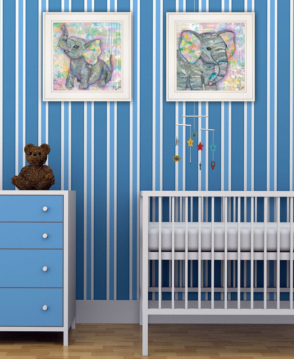 Set Of Two Elephant I and II 1 White Framed Print Wall Art - Homeroots - Flyclothing LLC