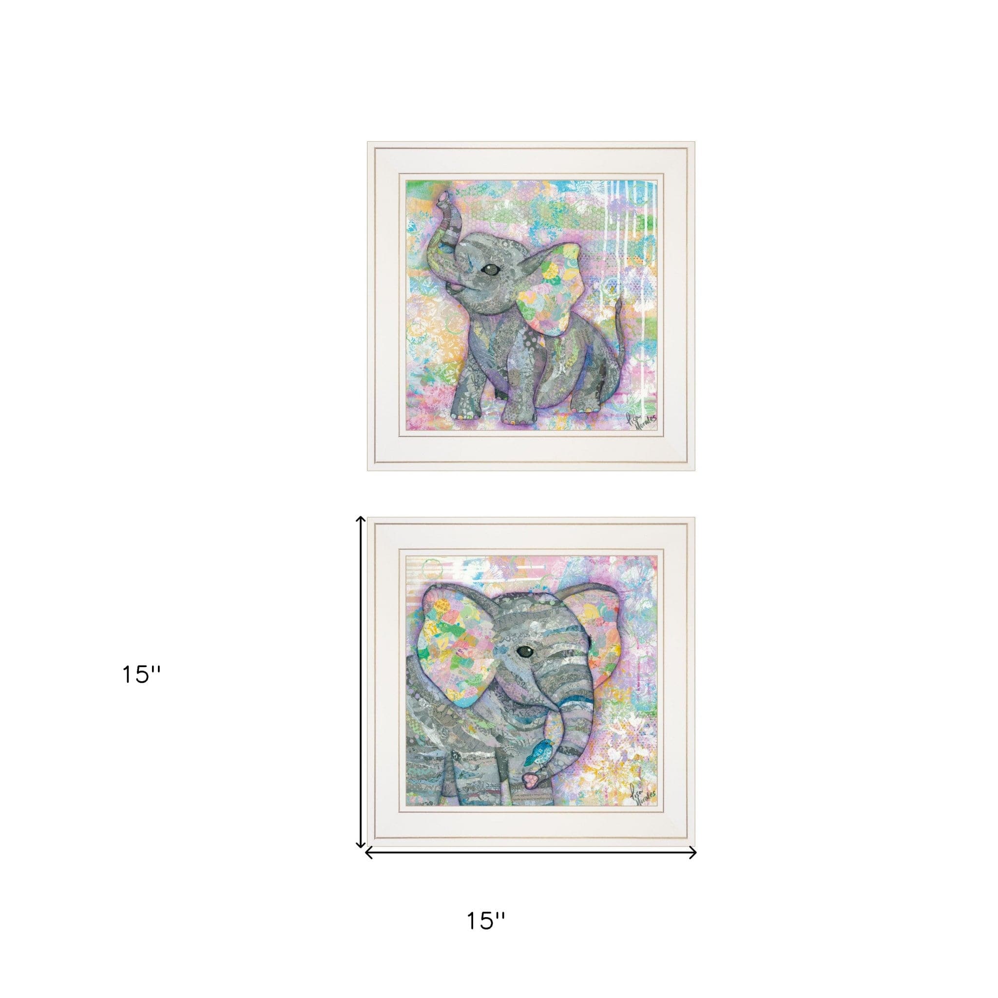 Set Of Two Elephant I and II 1 White Framed Print Wall Art - Homeroots