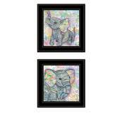 Set Of Two Elephant I and II 2 Black Framed Print Wall Art - Homeroots