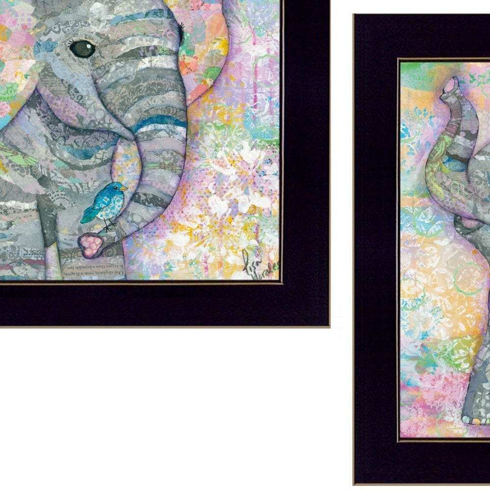 Set Of Two Elephant I and II 3 Black Framed Print Wall Art - Homeroots - Flyclothing LLC