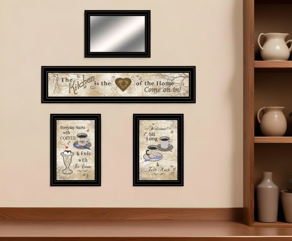 Set Of Four Love of Nature Kitchen 7 Black Framed Print Kitchen Wall Art - Homeroots
