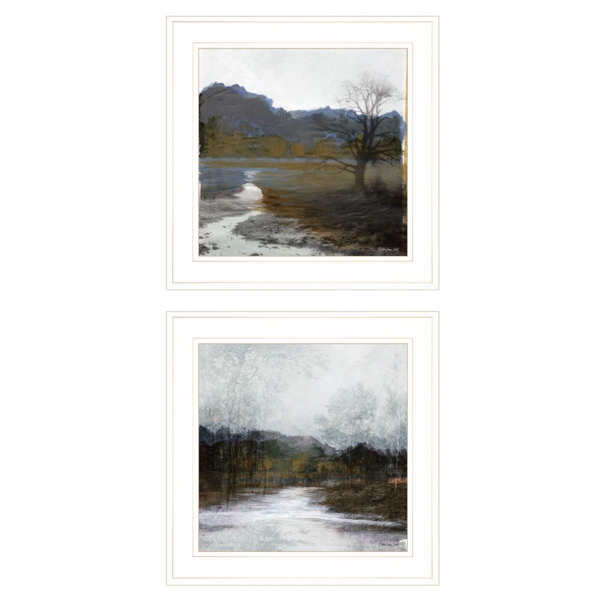 Set Of Two Winter Landscape 1 White Framed Print Wall Art - Homeroots - Flyclothing LLC