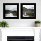 Set Of Two Winter Landscape 2 Black Framed Print Wall Art - Homeroots