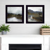 Set Of Two Winter Landscape Black Framed Print Wall Art - Homeroots