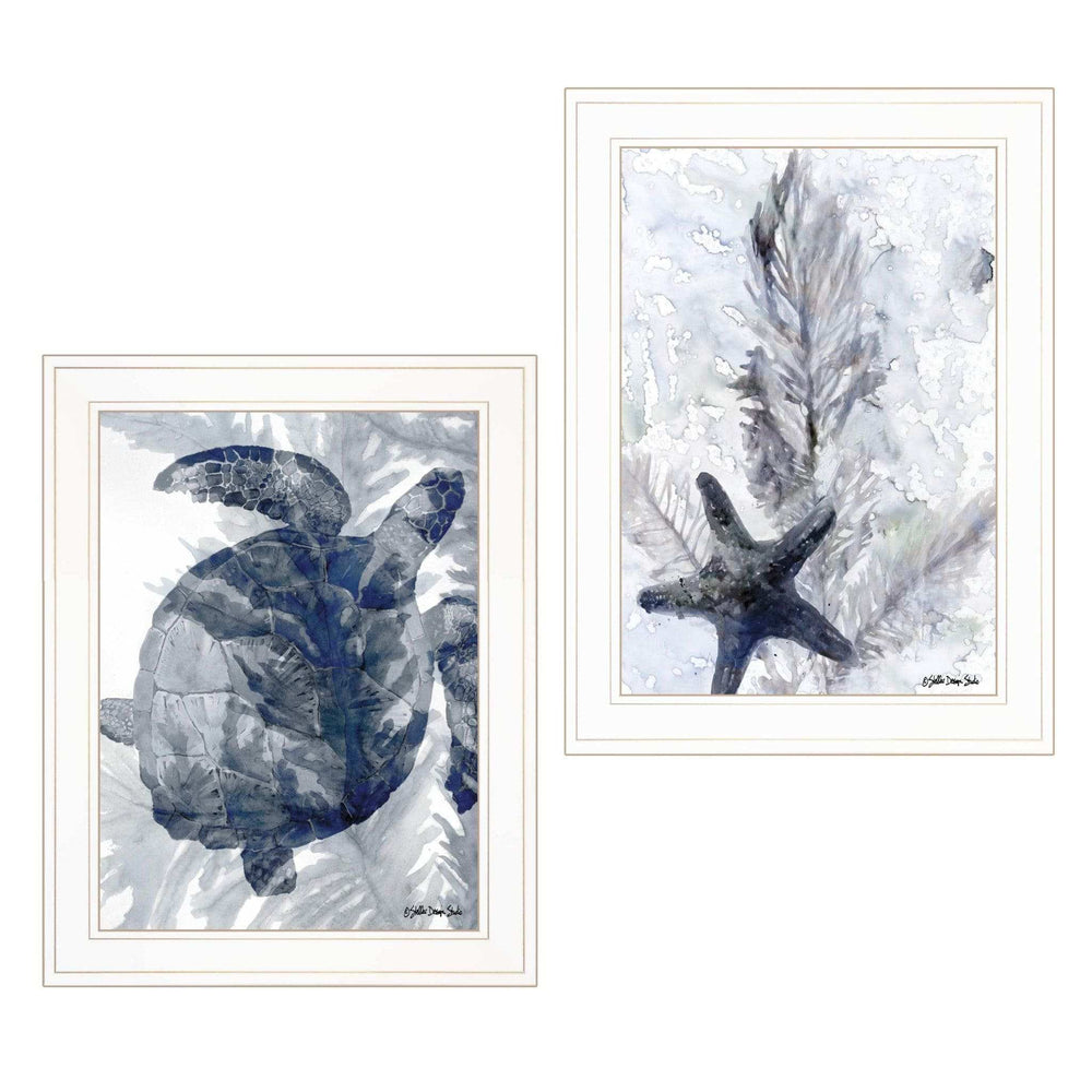 Set Of Two Ocean 1 White Framed Print Wall Art - Homeroots - Flyclothing LLC