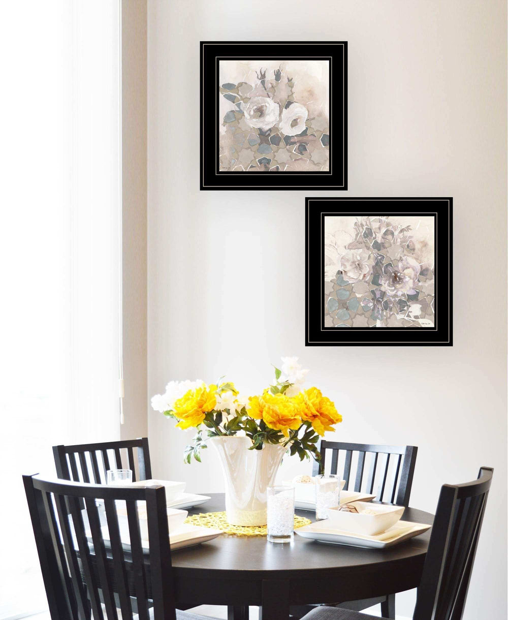 Set Of Two Transitional Blooms 2 Black Framed Print Wall Art - Homeroots - Flyclothing LLC