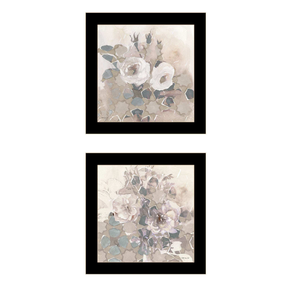Set Of Two Transitional Blooms 3 Black Framed Print Wall Art - Homeroots - Flyclothing LLC
