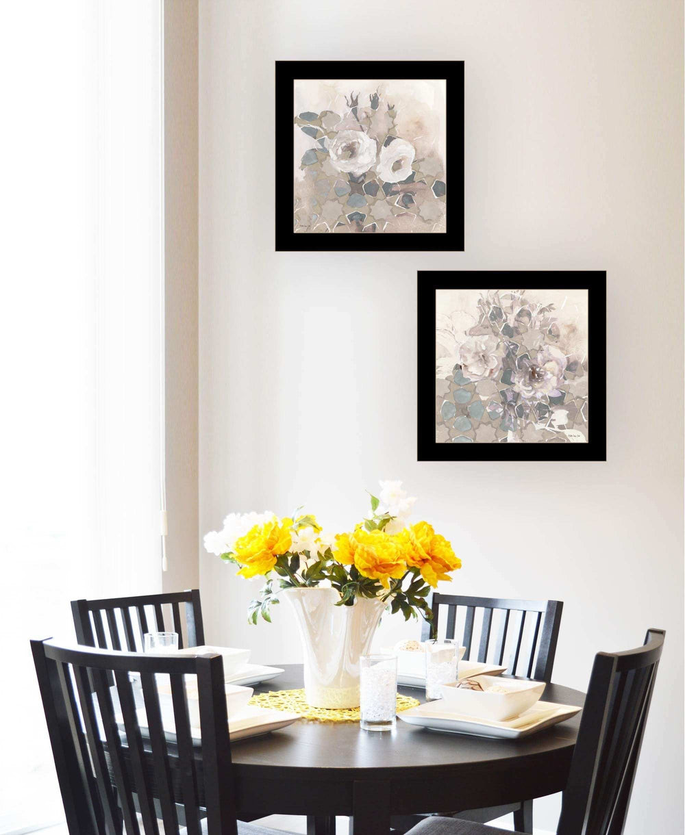Set Of Two Transitional Blooms 3 Black Framed Print Wall Art - Homeroots - Flyclothing LLC