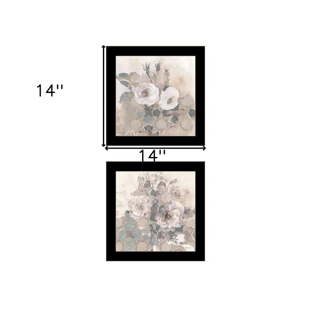 Set Of Two Transitional Blooms 3 Black Framed Print Wall Art - Homeroots - Flyclothing LLC