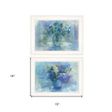 Set Of Two Susies Blue Bouquet 1 White Framed Print Wall Art - Homeroots - Flyclothing LLC