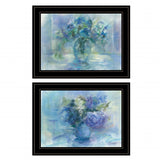 Set Of Two Susies Blue Bouquet 2 Black Framed Print Wall Art - Homeroots - Flyclothing LLC