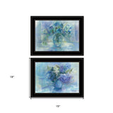 Set Of Two Susies Blue Bouquet 2 Black Framed Print Wall Art - Homeroots - Flyclothing LLC
