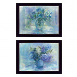 Set Of Two Susies Blue Bouquet 3 Black Framed Print Wall Art - Homeroots - Flyclothing LLC