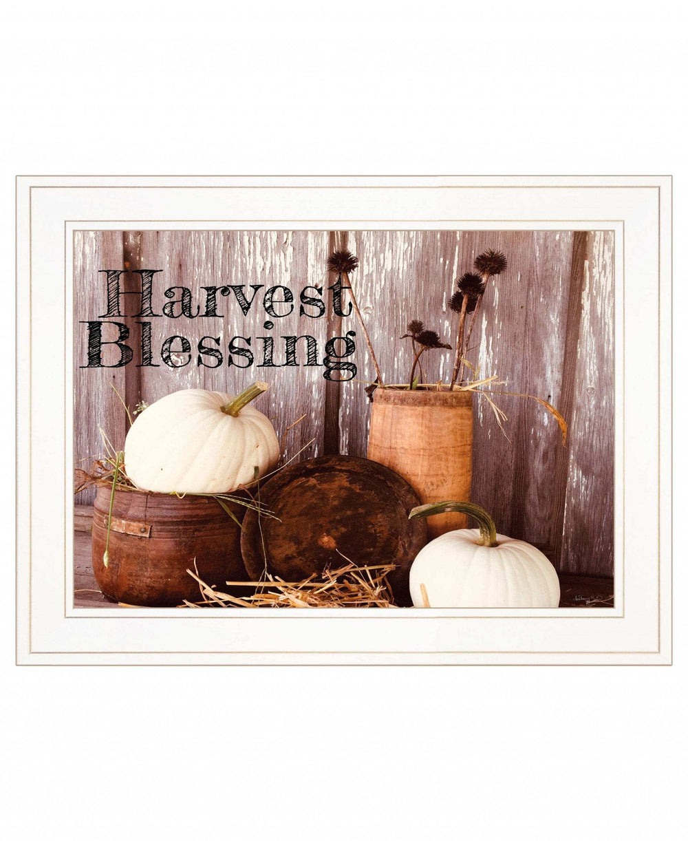 Harvest Blessings 1 White Framed Print Kitchen Wall Art - Homeroots - Flyclothing LLC