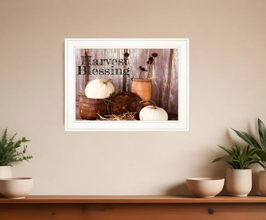 Harvest Blessings 1 White Framed Print Kitchen Wall Art - Homeroots