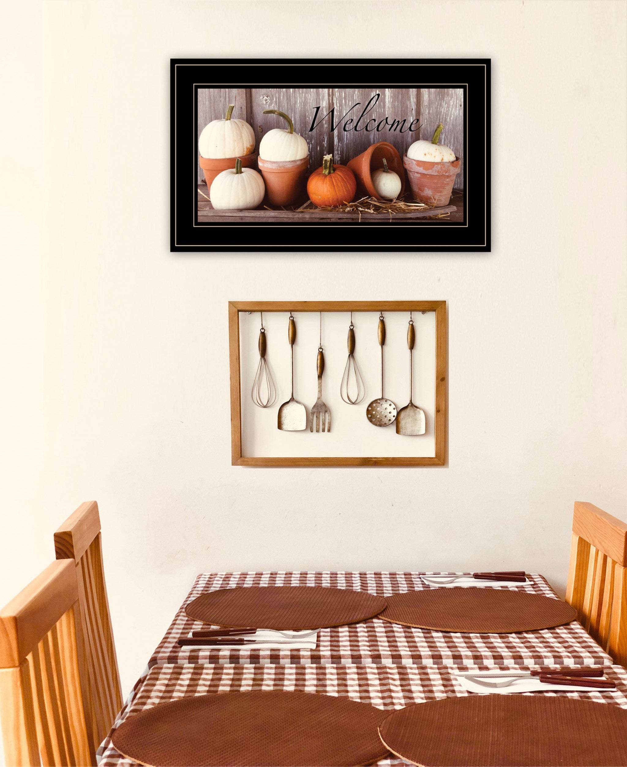 Welcome Pumpkin Shelf 2 Black Framed Print Wall Art - Homeroots - Flyclothing LLC