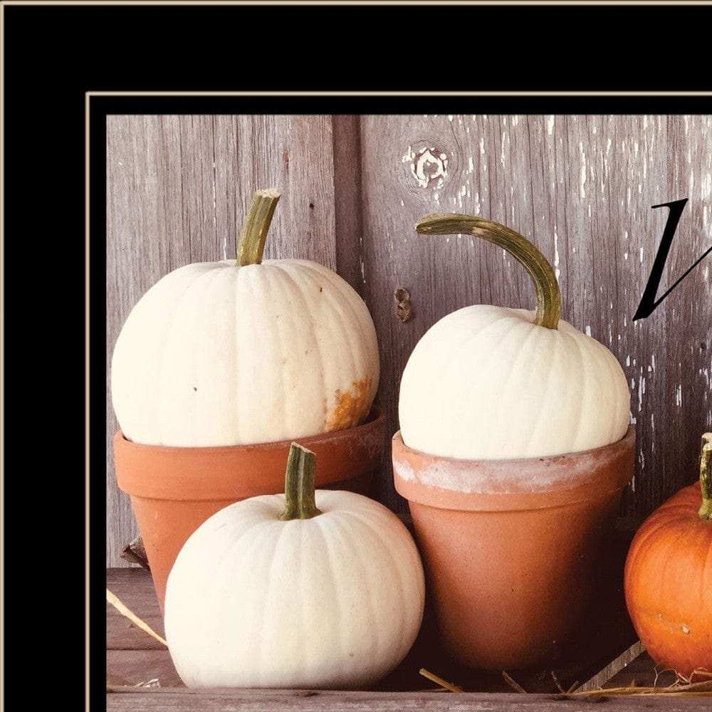 Welcome Pumpkin Shelf 2 Black Framed Print Wall Art - Homeroots - Flyclothing LLC