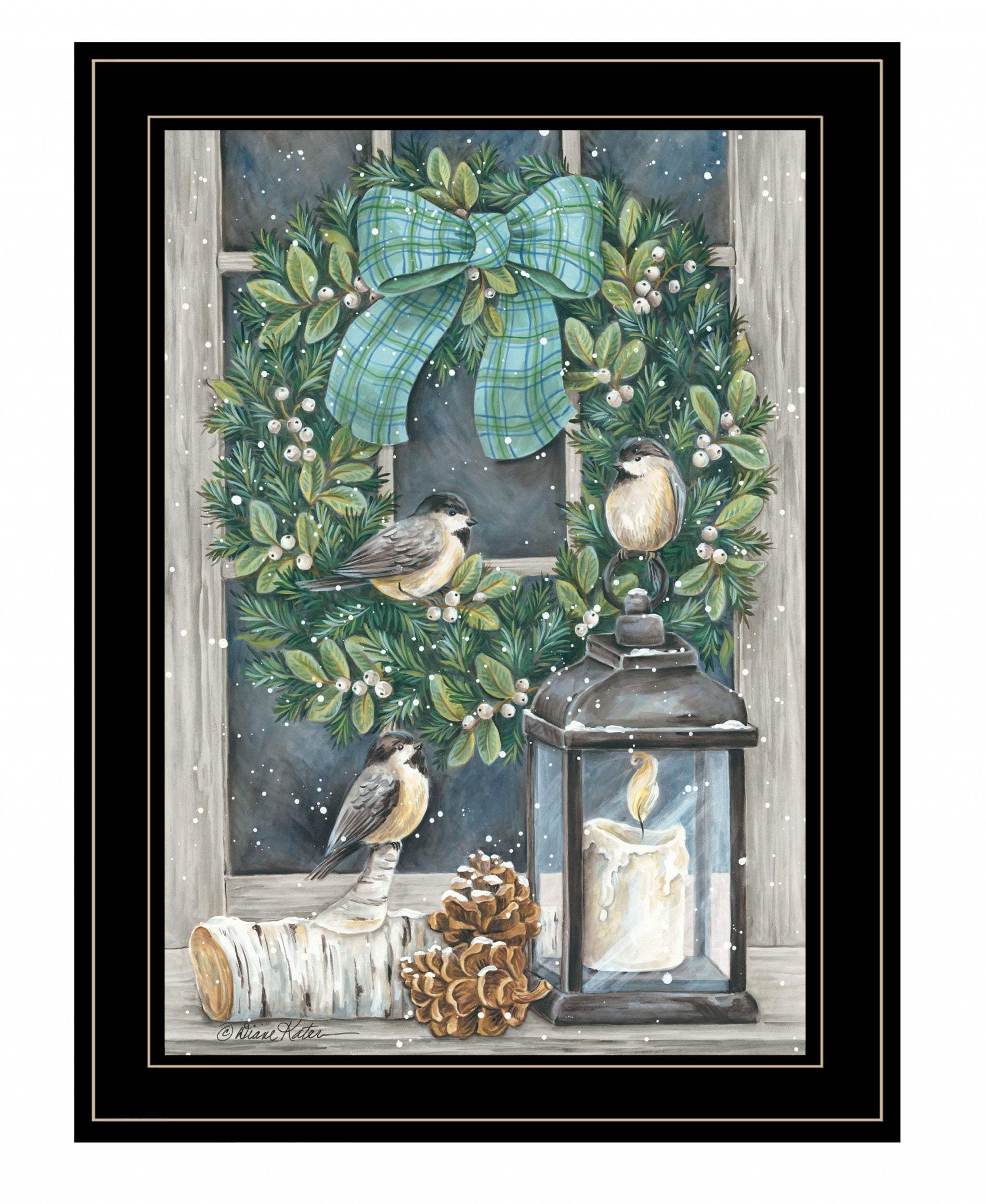 Winter Wreath 2 Black Framed Print Wall Art - Homeroots - Flyclothing LLC
