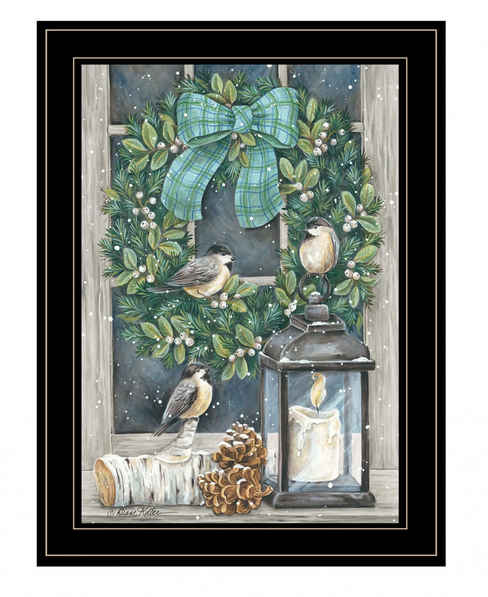 Winter Wreath 2 Black Framed Print Wall Art - Homeroots - Flyclothing LLC