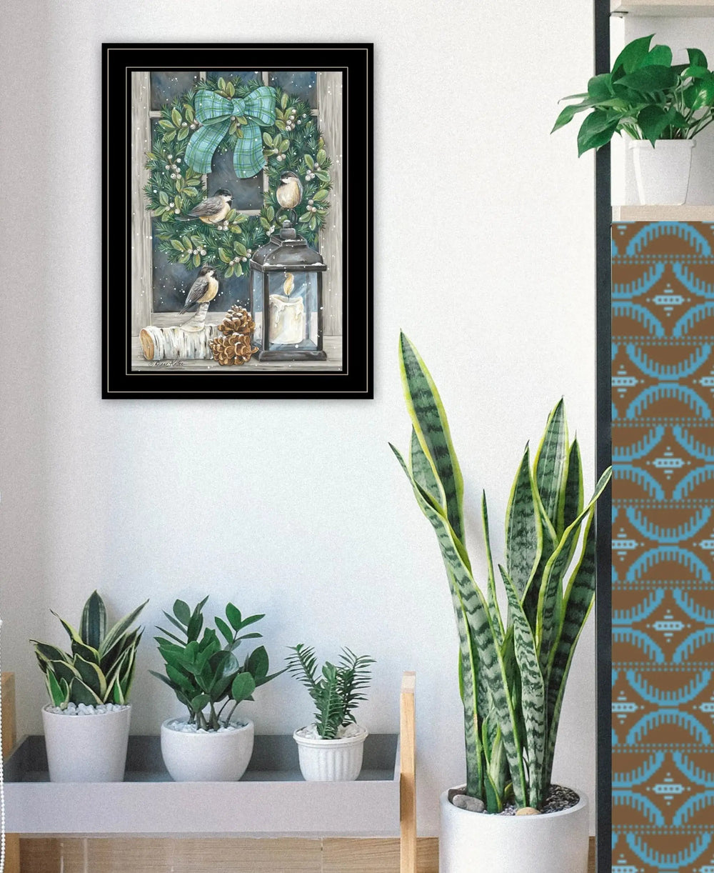 Winter Wreath 2 Black Framed Print Wall Art - Homeroots - Flyclothing LLC