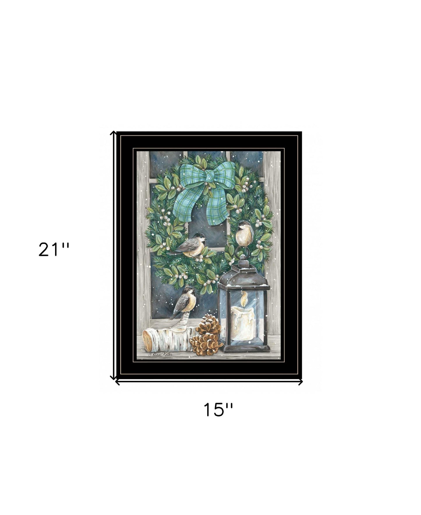 Winter Wreath 2 Black Framed Print Wall Art - Homeroots - Flyclothing LLC